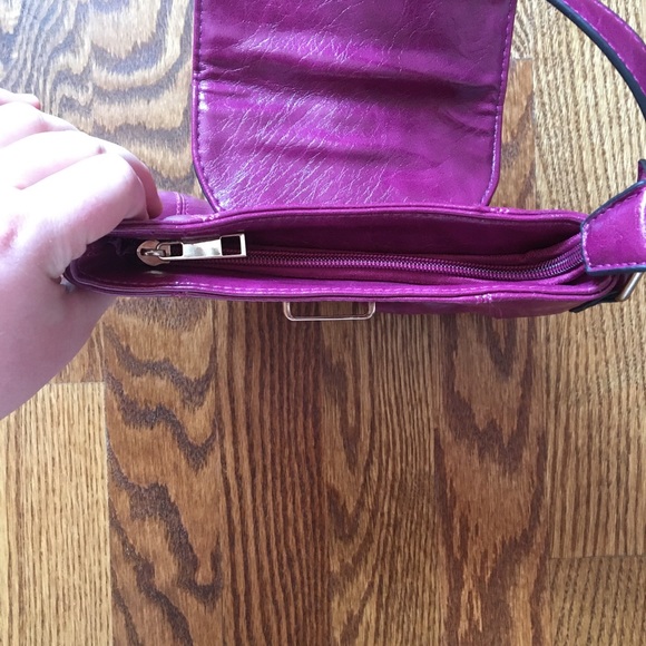 Leather Fushia Crossbody Purse - Picture 5 of 8